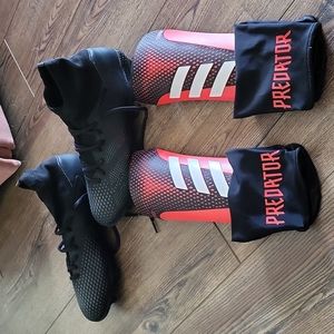 Soccer cleats and shin gaurds.